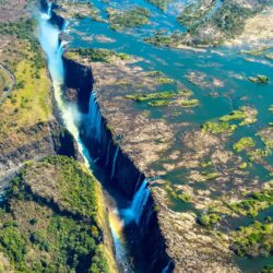 the view of a flight over Victoria Falls